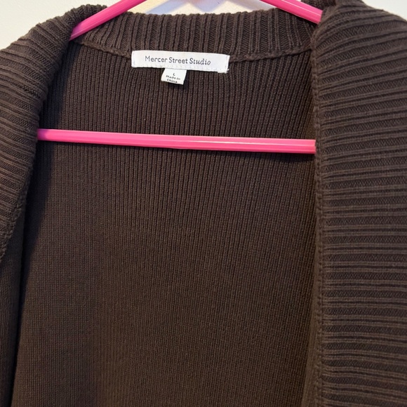 Mercer Street Studio Long Sleeve Open Front Shawl Cardigan Sweater Brown Size L - Picture 3 of 3
